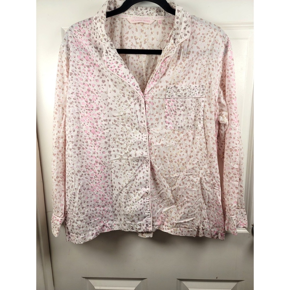 Victorias Secret Women's Button-Up Leopard Print Pajama Top Size S/P